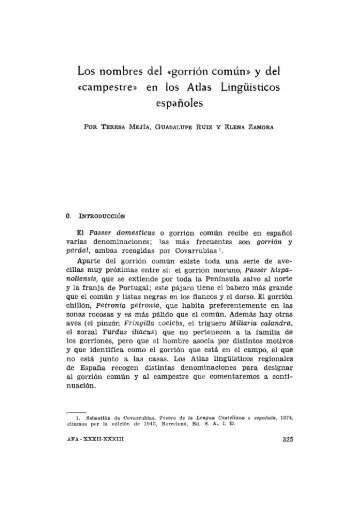 Los nombres del "gorrión común" y del "campestre" en los Atlas ...