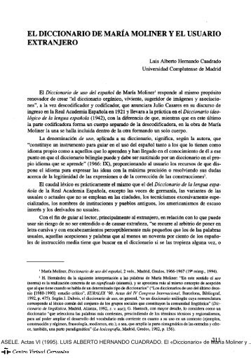 El «Diccionario» de María Moliner y el usuario extranjero