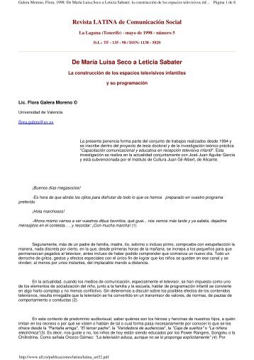 De María Luisa Seco a Leticia Sabater. la construcción de los ...