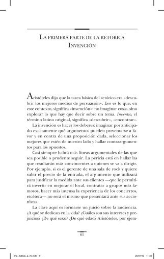 LA PRIMERA PARTE DE LA RETÓRICA INVENCIÓN - El País