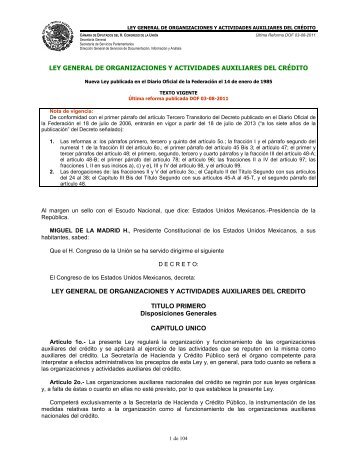 Ley General de Organizaciones y Actividades Auxiliares del Crédito