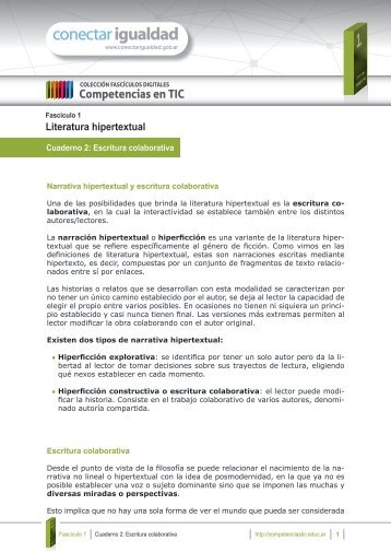 Escritura colaborativa - Competencias en TIC - Educ.ar