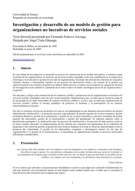 Modelo De Gestion Para Organizaciones No Lucrativas De Servicios