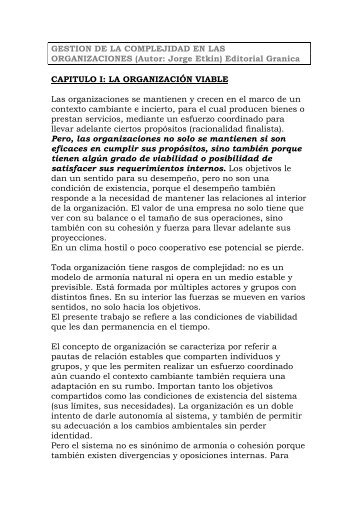 GESTION DE LA COMPLEJIDAD EN LAS ORGANIZACIONES.etkin ...