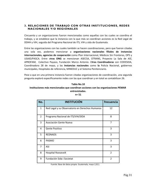 DIAGNSTICO Y MAPEO DE ORGANIZACIONES NO ... - PASCA