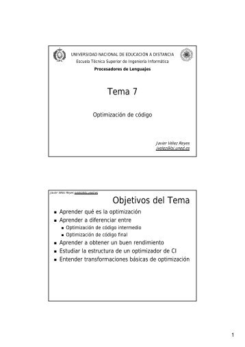 Tema 7 Objetivos del Tema - UNED