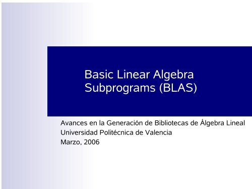 Basic Linear Algebra Subprograms (BLAS)