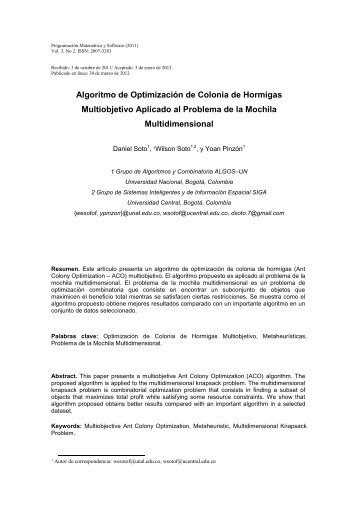 Algoritmo de Optimización de Colonia de Hormigas Multiobjetivo ...