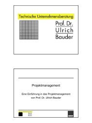 Projektmanagement - Prof. Dr. Ulrich Bauder