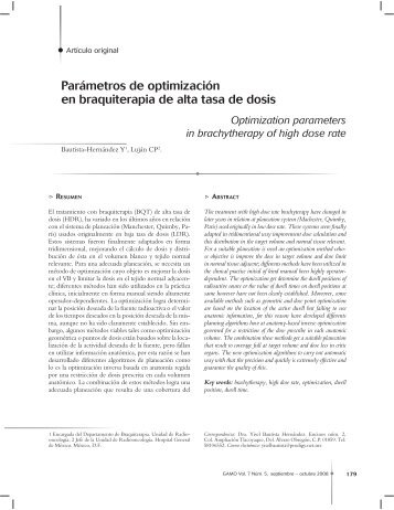 Parámetros de optimización en braquiterapia de ... - Artemisa en Línea