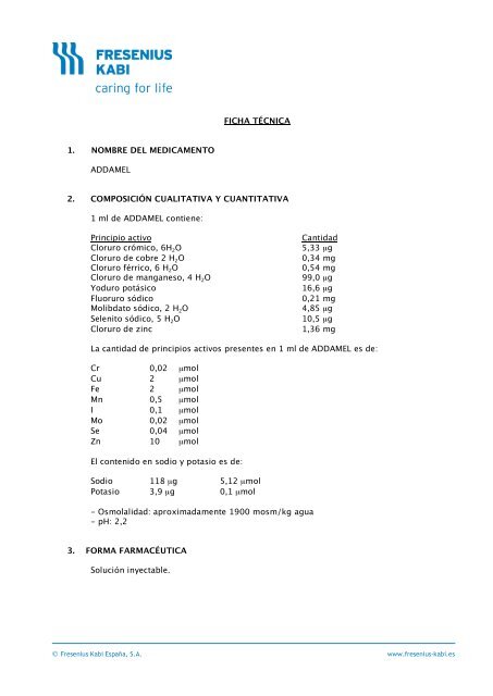 FICHA TÉCNICA 1. NOMBRE DEL MEDICAMENTO ADDAMEL 2 ...