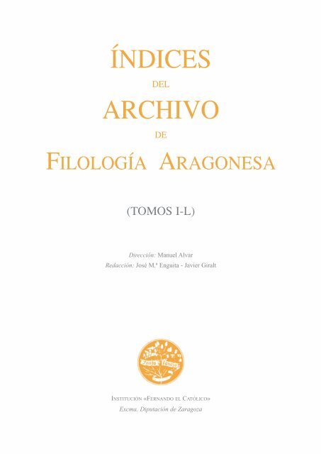Índices del Archivo de Filología Aragonesa - Institución Fernando el ...