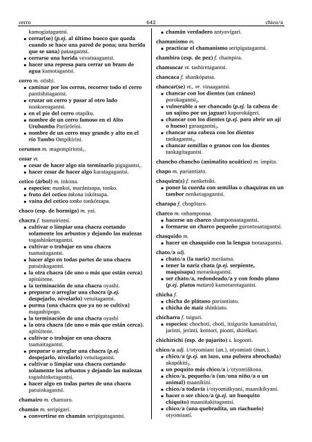Diccionario machiguenga-castellano {ISO: mcb]