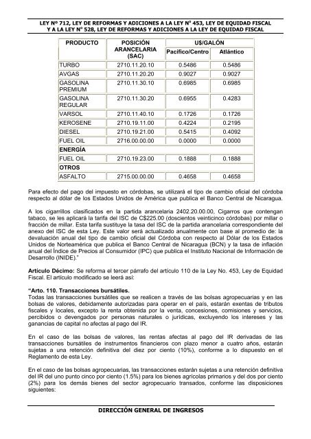 Ley N° 712 - Dirección General de Ingresos DGI