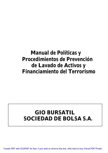 Manual de Políticas y Procedimientos de Prevención ... - Gio Bursátil