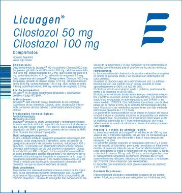 Licuagen® Cilostazol 50 mg Cilostazol 100 mg - Laboratorio Elea