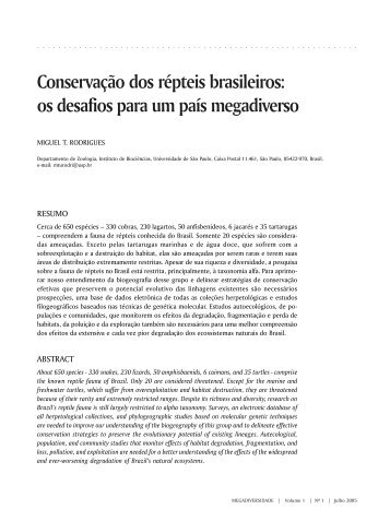 Conservação dos répteis brasileiros: os desafios para um país ...