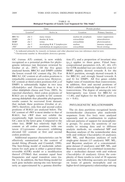 phylogenetic relationships and classification of didelphid marsupials ...