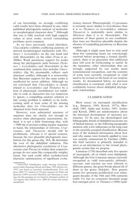 phylogenetic relationships and classification of didelphid marsupials ...