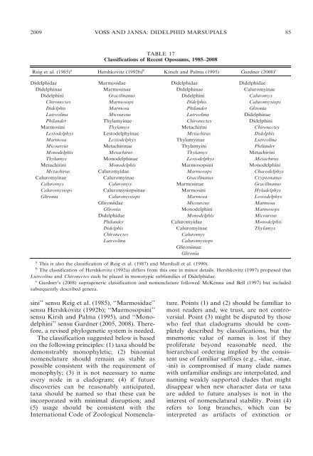 phylogenetic relationships and classification of didelphid marsupials ...