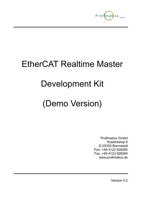 EtherCAT Realtime Master Development Kit (Demo ... - Profimatics