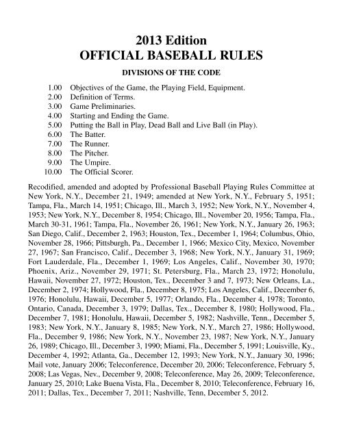 Official Baseball Rules - MLB.com