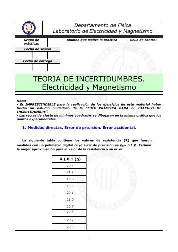 TEORIA DE INCERTIDUMBRES. Electricidad y Magnetismo