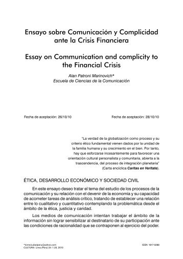 Ensayo sobre Comunicación y Complicidad ante la Crisis ... - USMP