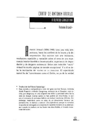 Cata de Antonin Artaud a Alfredo Gangotena / Antonio Artaud