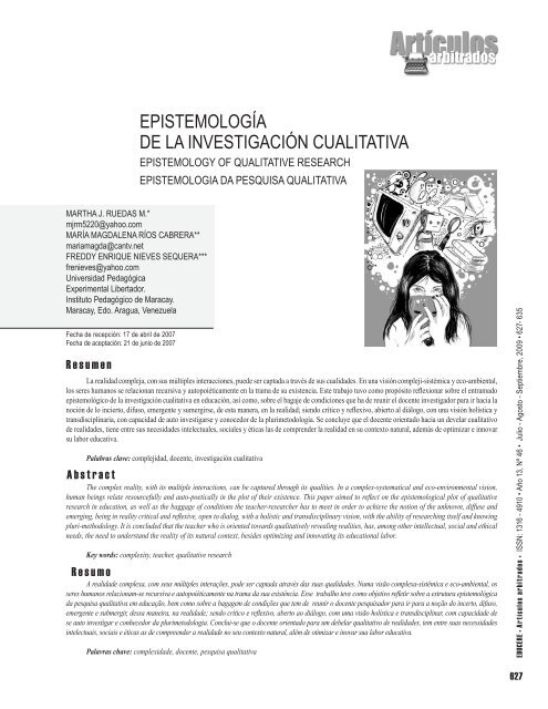 EPISTEMOLOGÍA DE LA INVESTIGACIóN CUALITATIVA