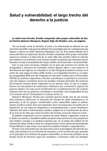 Salud y vulnerabilidad: el largo trecho del ... - SciELO Colombia