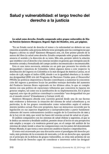 Salud y vulnerabilidad: el largo trecho del ... - SciELO Colombia