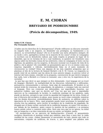 EM CIORAN BREVIARIO DE PODREDUMBRE - Monoskop