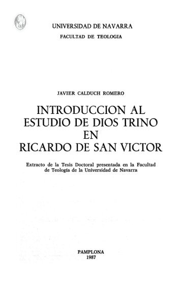 introducción al estudio de dios trino en ricardo de san víctor