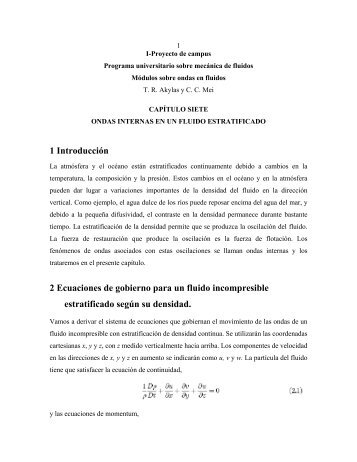 1 Introducción 2 Ecuaciones de gobierno para un fluido ...