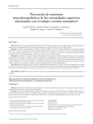 Prevención de trastornos musculoesqueléticos de las extremidades ...