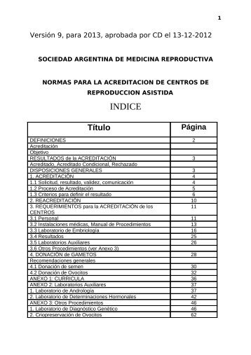 Normas para acreditación de centros 2013 - SAMeR. Sociedad ...