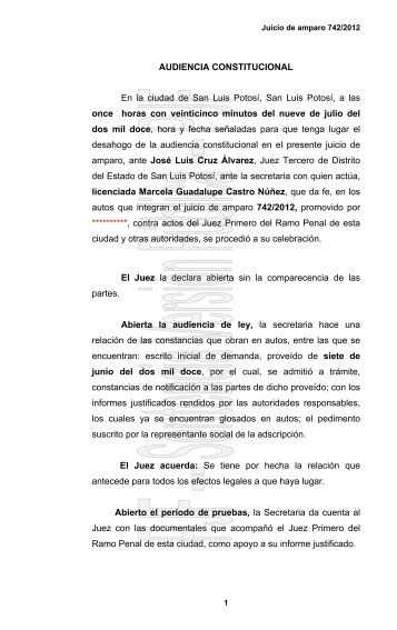 4. Juicio de amparo indirecto 742/2012, del índice del Juzgado ...