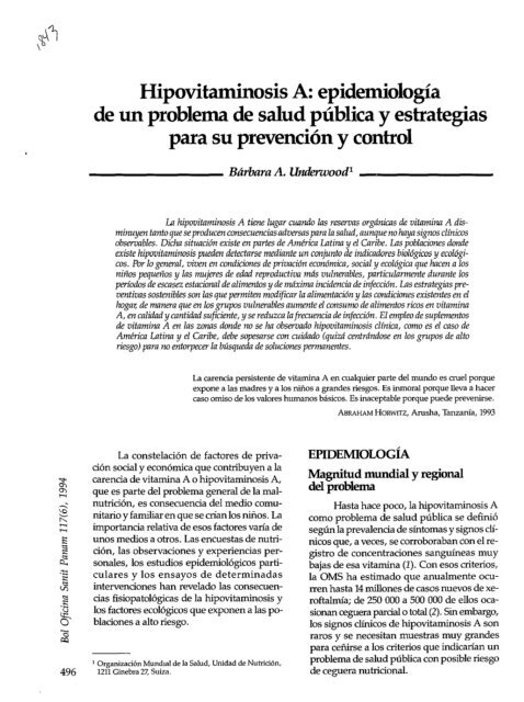 Hipovitaminosis A: epidemiología de un problema de ... - PAHO/WHO