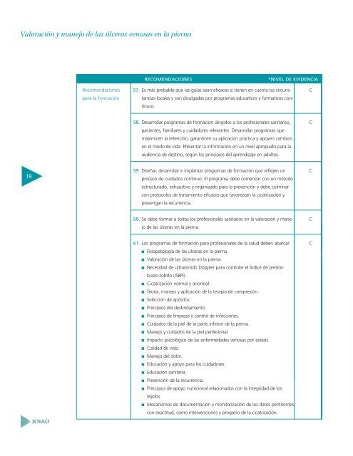 Valoración y manejo de las úlceras venosas en - Registered Nurses ...