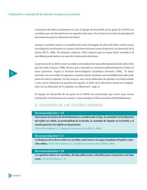 Valoración y manejo de las úlceras venosas en - Registered Nurses ...