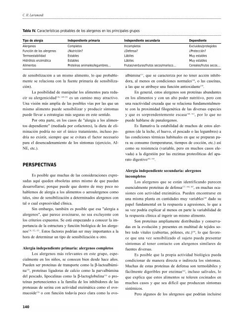 Propuesta para una clasificación de la alergia a los alimentos Original