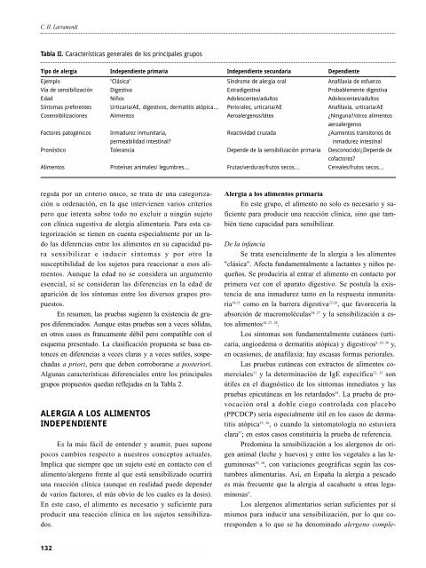 Propuesta para una clasificación de la alergia a los alimentos Original