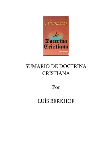 SUMARIO DE DOCTRINA CRISTIANA Por LUÍS BERKHOF