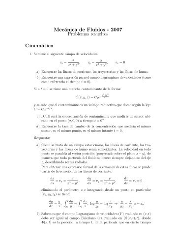 Mecánica de Fluidos - 2007 Problemas resueltos Cinemática