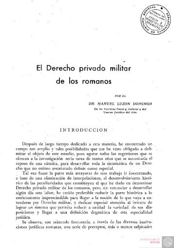 El Derecho privado militar de los romanos - Digitum - Universidad ...