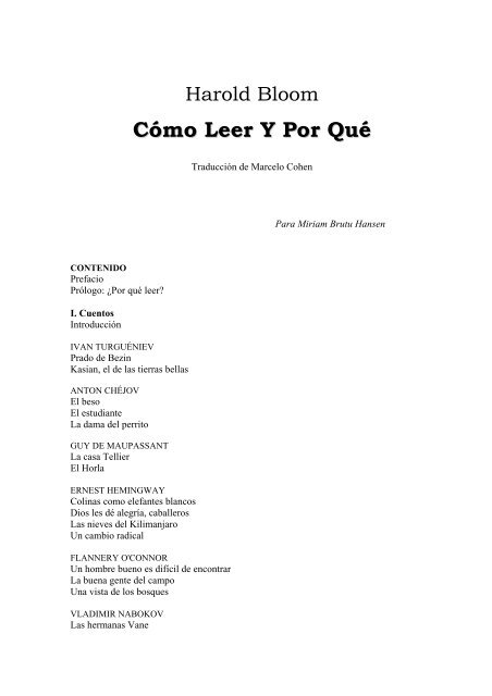 Harold Bloom - Como Leer Y Por Que.pdf - UNPA