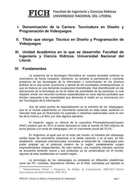 Plan de estudios Tecnicatura en Diseño y Programación de ...