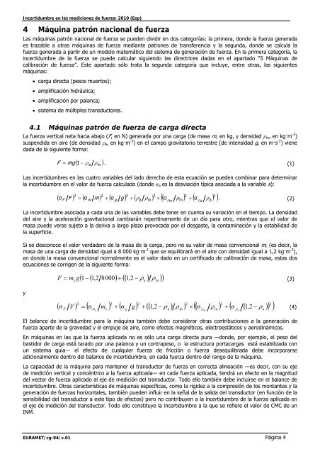 Incertidumbre en Mediciones de Fuerza - Centro Español de ...