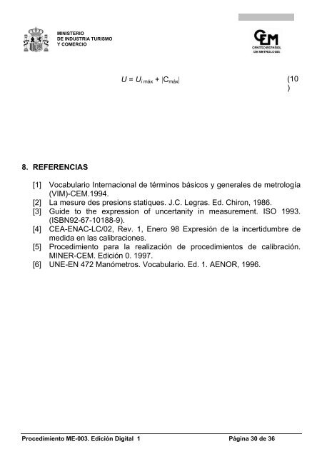 procedimiento me-003 para la calibración de manómetros